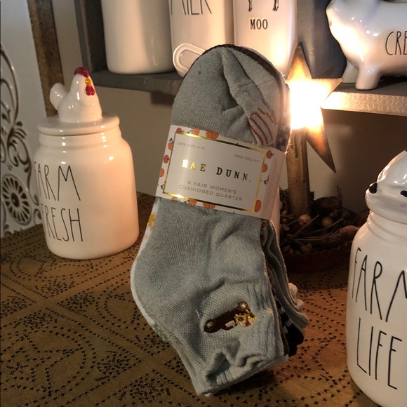 Rae Dunn Accessories - Rae Dunn Fall Themed 6 Pair Women’s Cushioned Quarter Socks Shoe Size 4-10
